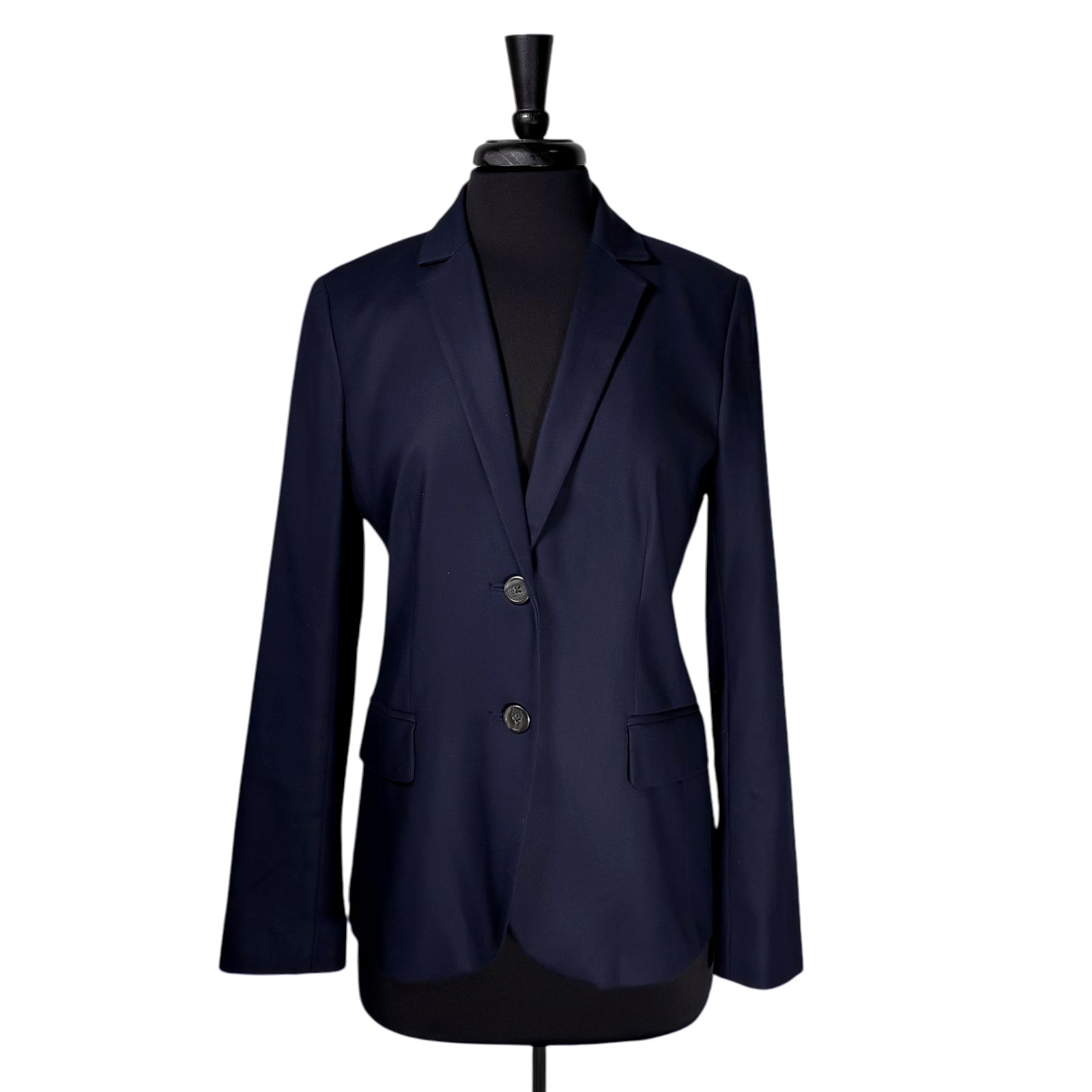 J.Crew Womens 8 Navy Blue Cotton Blazer Career Office Tailored Jacket Classic